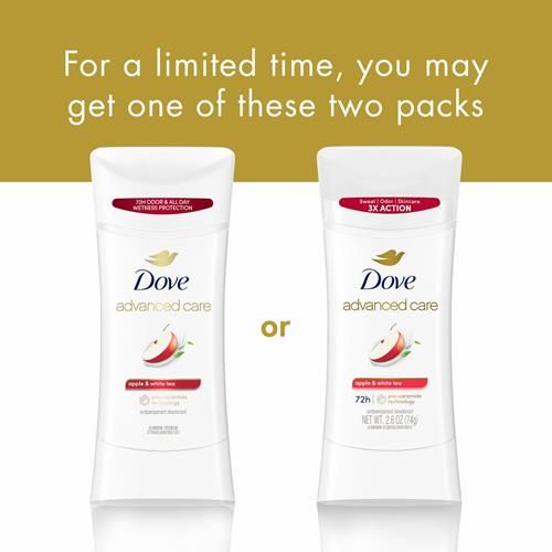 Dove Advanced Care Antisudorifique en bâton pour aider à réparer la barrière cutanée après le rasage, Pomme & Thé blanc avec protection 72 heures contre la transpiration et les odeurs, 74 g