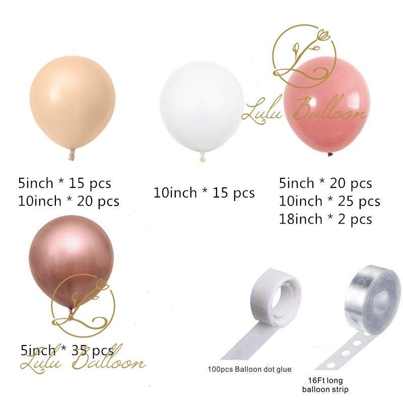 Kit Guirlande De Ballons Rosewood Beige Et Or Chrome 134 Pcs Pour Filles Garden Tea Party Anniversaire Mariage Ballon Baby Shower Fille Décoration D'anniversaire