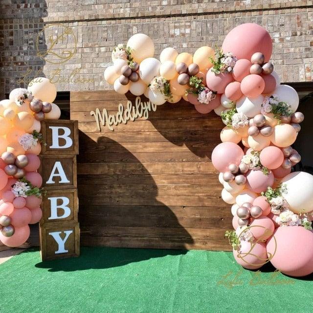 Kit Guirlande De Ballons Rosewood Beige Et Or Chrome 134 Pcs Pour Filles Garden Tea Party Anniversaire Mariage Ballon Baby Shower Fille Décoration D'anniversaire