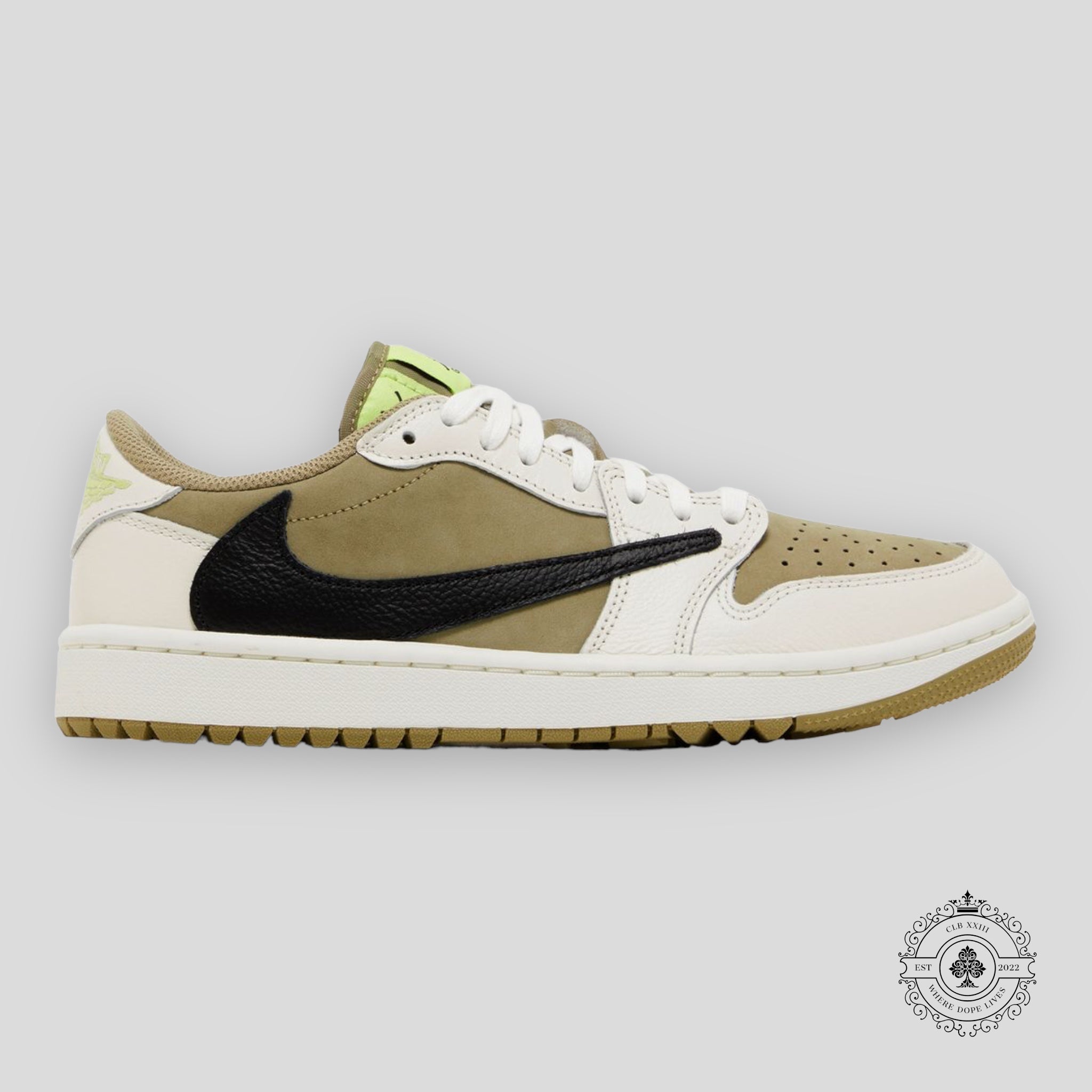Air Jordan 1 Rétro Low Golf Travis Scott Olive Neutre