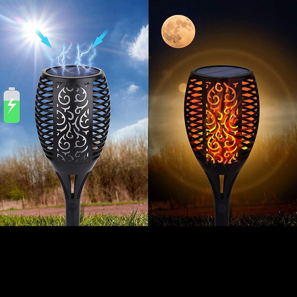Lampe torche solaire à 33/96 LED en acier inoxydable pour jardin, allée, porte d'entrée, cour.