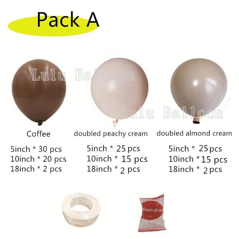 Kit de Guirlande d'Arche de Ballons Marron Café et Peau 138 Pièces pour Fête Prénatale, Anniversaire Enfants, Décoration de Fête d'Anniversaire Universelle Filles et Garçons