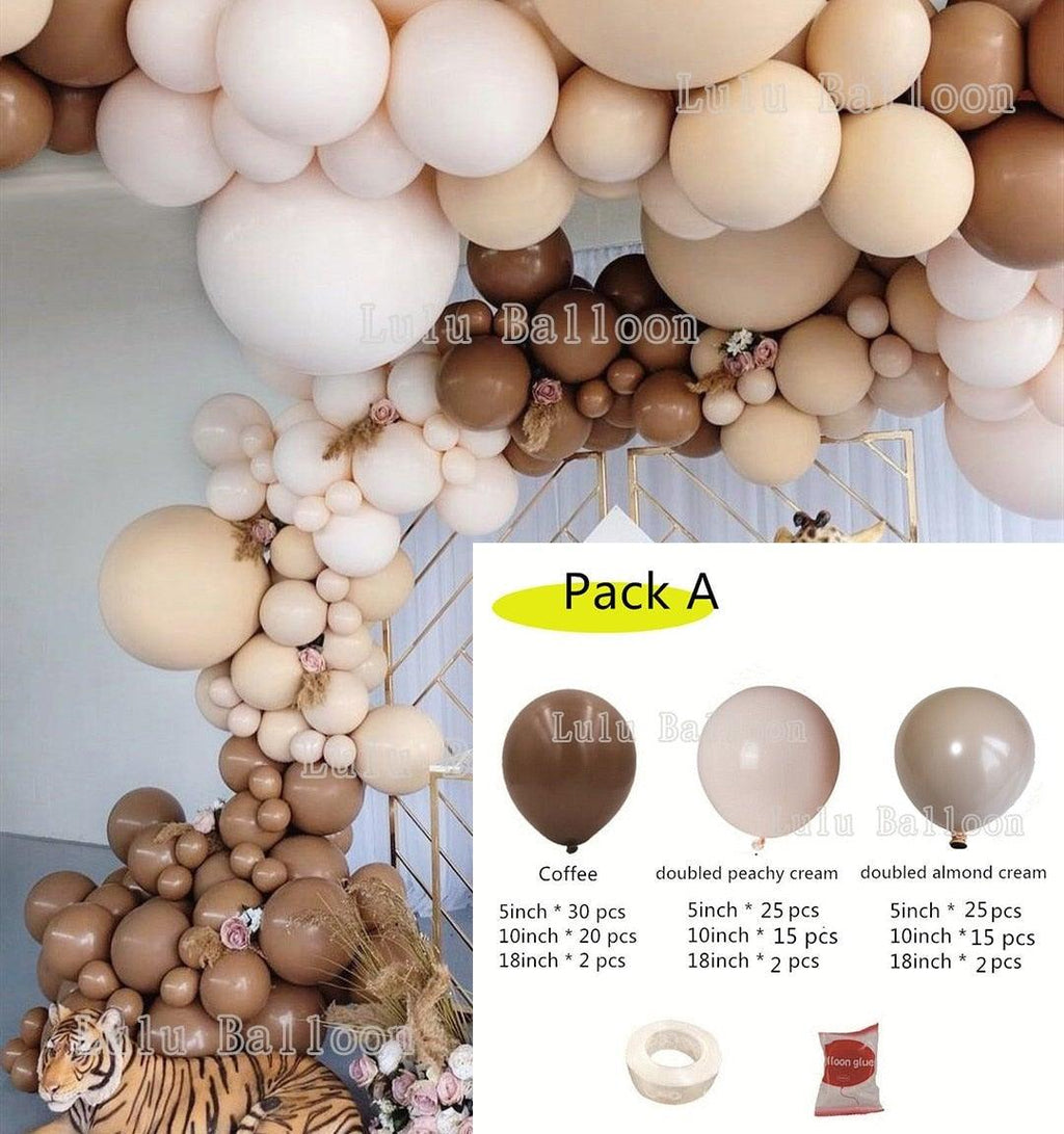 Kit de Guirlande d'Arche de Ballons Marron Café et Peau 138 Pièces pour Fête Prénatale, Anniversaire Enfants, Décoration de Fête d'Anniversaire Universelle Filles et Garçons