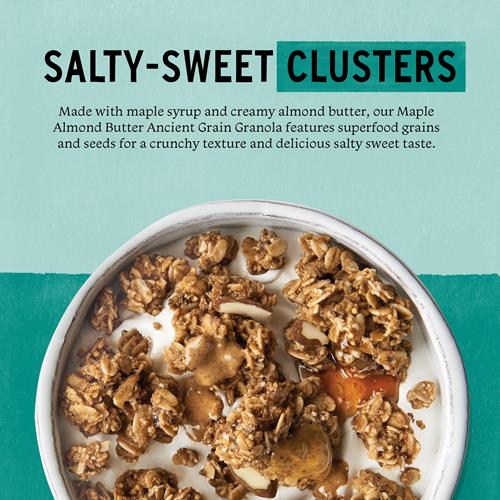Granola Érable et Beurre d'Amandes Purely Elizabeth, à Base d'Avoine Biologique et de Céréales Anciennes, Sans Gluten, Sans OGM (Sac de 283g)