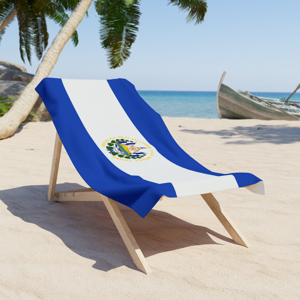 Serviette de Plage Drapeau Salvadorien | Qualité & Durabilité - 2 Tailles | Fierté Salvadorienne | Cadeau pour Salvadoriens | Púchica Vos