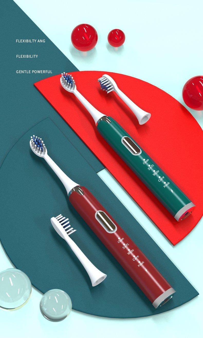 Brosse à dents électrique ultrasonique sonique vibrante rechargeable pour adultes, blanchissante, rechargeable par USB, pour hommes et femmes