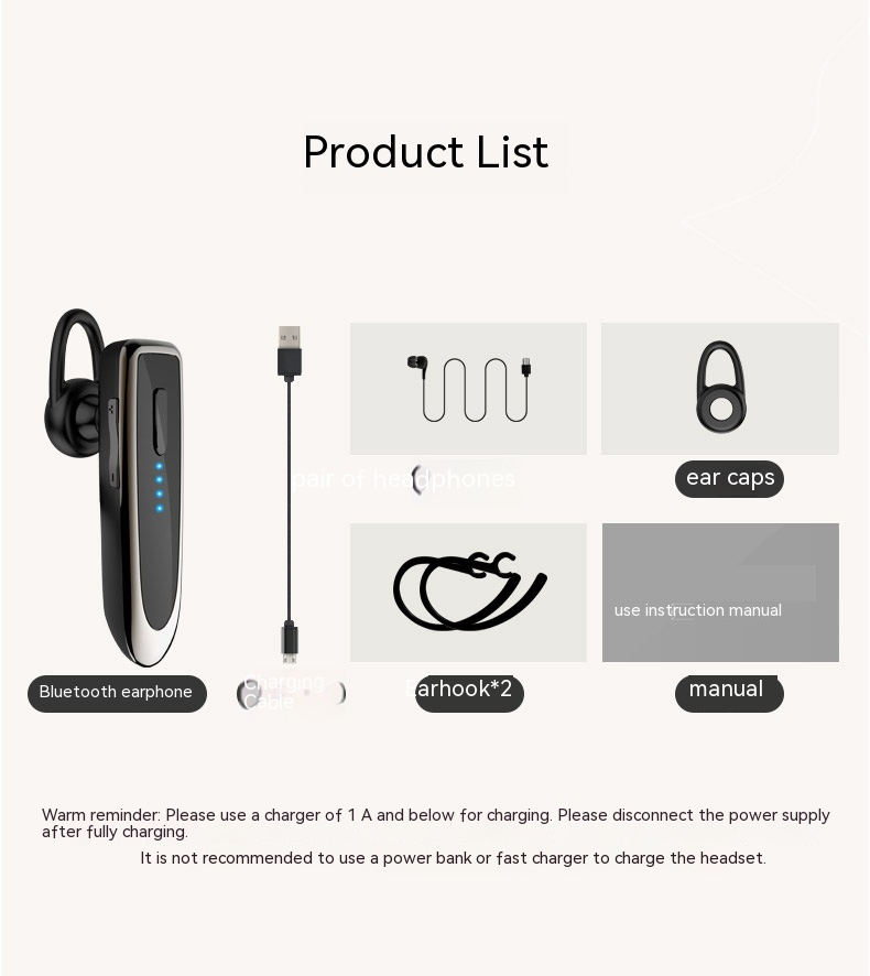 Casque Bluetooth 5.0 avec réduction de bruit double micro, autonomie de 16h en conversation, oreillette mains-libres sans fil pour chauffeurs routiers, mini oreillette sans fil.