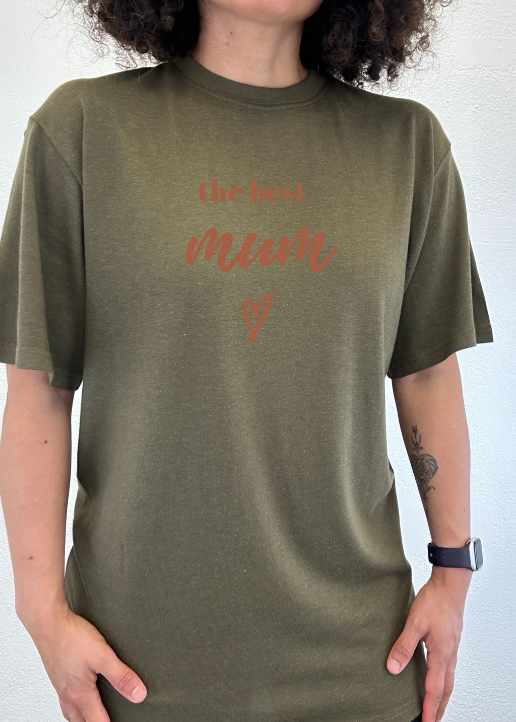 T-shirt unisexe en bambou-viscose/coton biologique à manches courtes avec motif "The Best Mum"