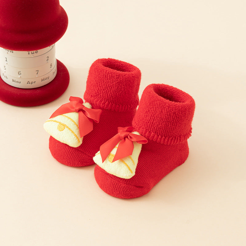 Chaussettes Bébé Noël Nouveau-né Pour Garçons/Filles Chaussettes de Sol de Noël Antidérapantes Chaussettes Premiers Pas Pour Bébé Enfants