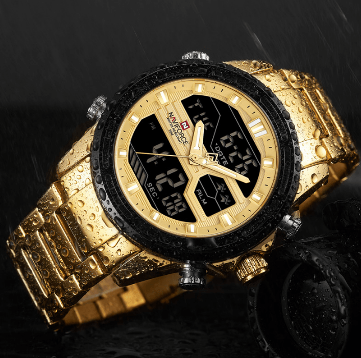 Montre-bracelet homme, Montres analogiques et numériques étanches multifonctions en acier inoxydable pour homme, Cadeau parfait