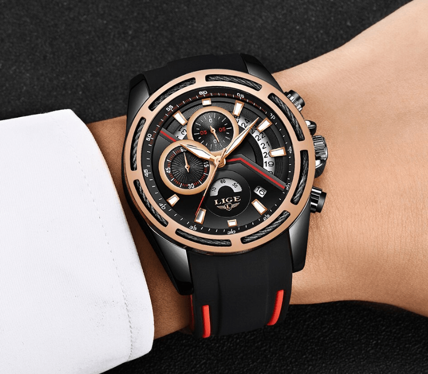 Montre moderne étanche pour homme avec bracelets en caoutchouc Montres multifonctions Design unique Cadeau parfait