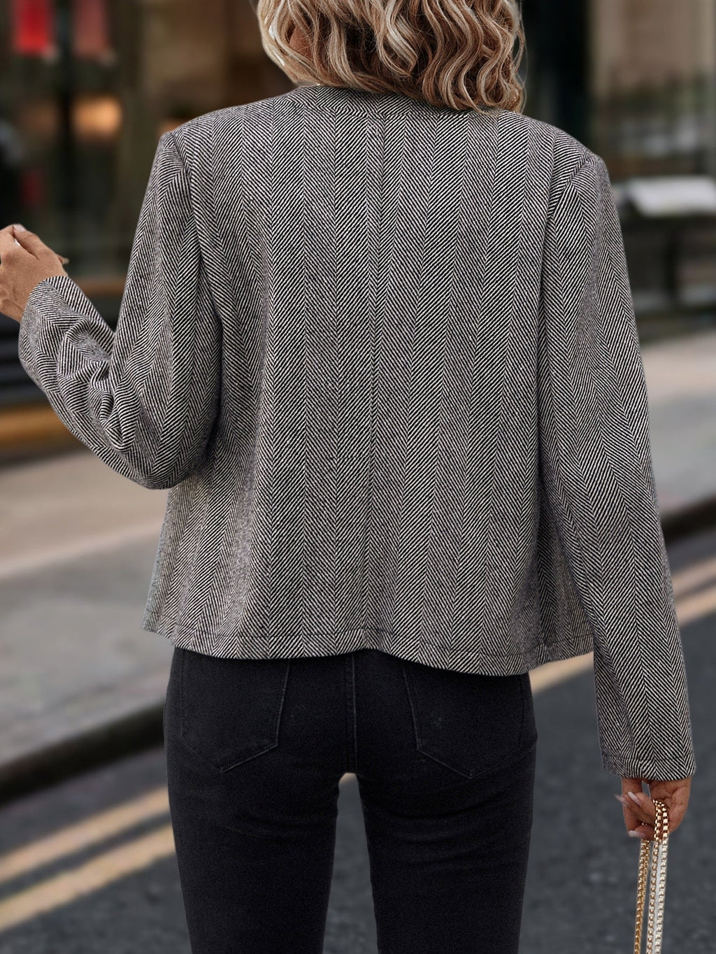 Veste cintrée croisée à chevrons pour femme