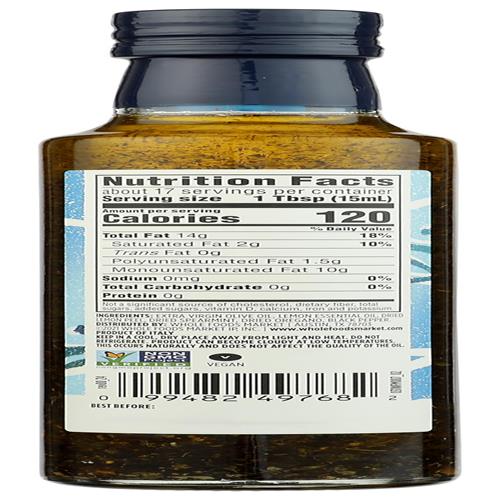 Whole Foods Market, Huile d'olive vierge extra, grecque infusée au citron et aux herbes méditerranéennes, 250 ml