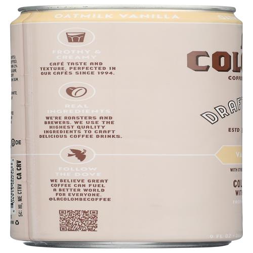 La Colombe Draft Latte Lait d'Avoine, Végétal, Sans Produits Laitiers, Café Prêt à Boire, Vanille, 266 ml