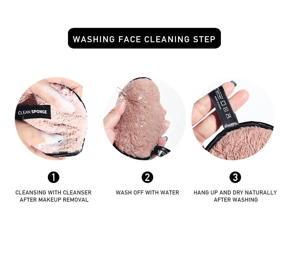 1/3 Éponge démaquillante Neuve Flapping Wash Cotton Réutilisable Éponge Humide Houppette Visage Nettoyant Doux Naturel Lingette en Microfibre Premium