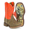 Bottes de cowboy en cuir Tin Haul Neon Thunder / Desert Rider (Orange) - Petits/Grands Enfants