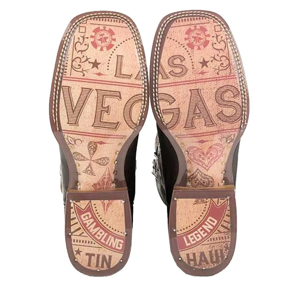 Bottes de cowboy en cuir pour homme Tin Haul Kings / Gambling Legend (noir)