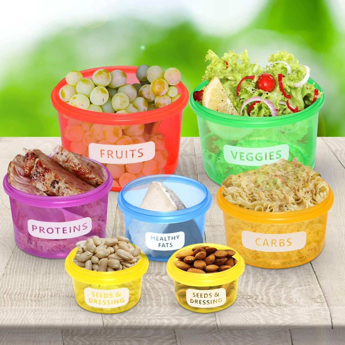 Ensemble de 14 pièces : Boîtes de conservation pour le contrôle des portions