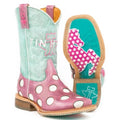 Bottes de Cow-girl en Cuir Tin Haul Little Miss Dotty / Semelle Cheval à Pois (Rose) - Petits Enfants/Grands Enfants