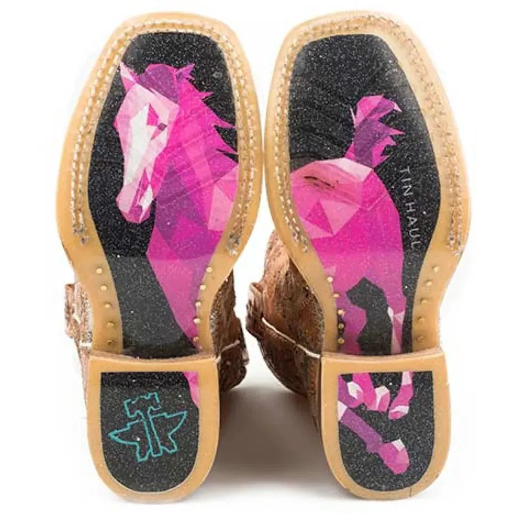 Bottes de cow-girl en cuir Tin Haul Mish and Mash / Geometric Pony Sole (Multi) - Petits enfants/Grands enfants