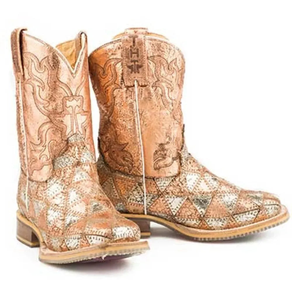 Bottes de cow-girl en cuir Tin Haul Mish and Mash / Geometric Pony Sole (Multi) - Petits enfants/Grands enfants