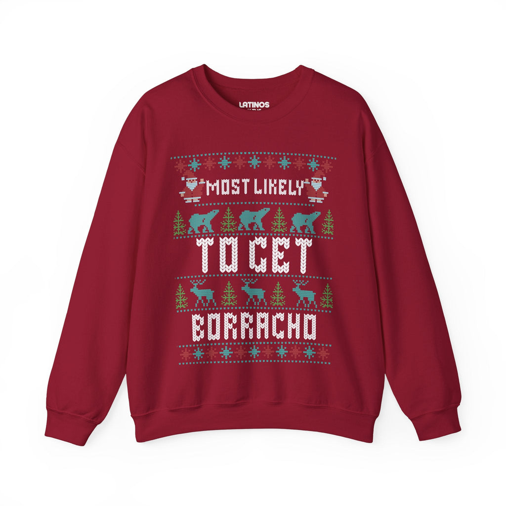 Pull de Noël moche « Most Likely To Get Borracho » | Latino | 3 couleurs