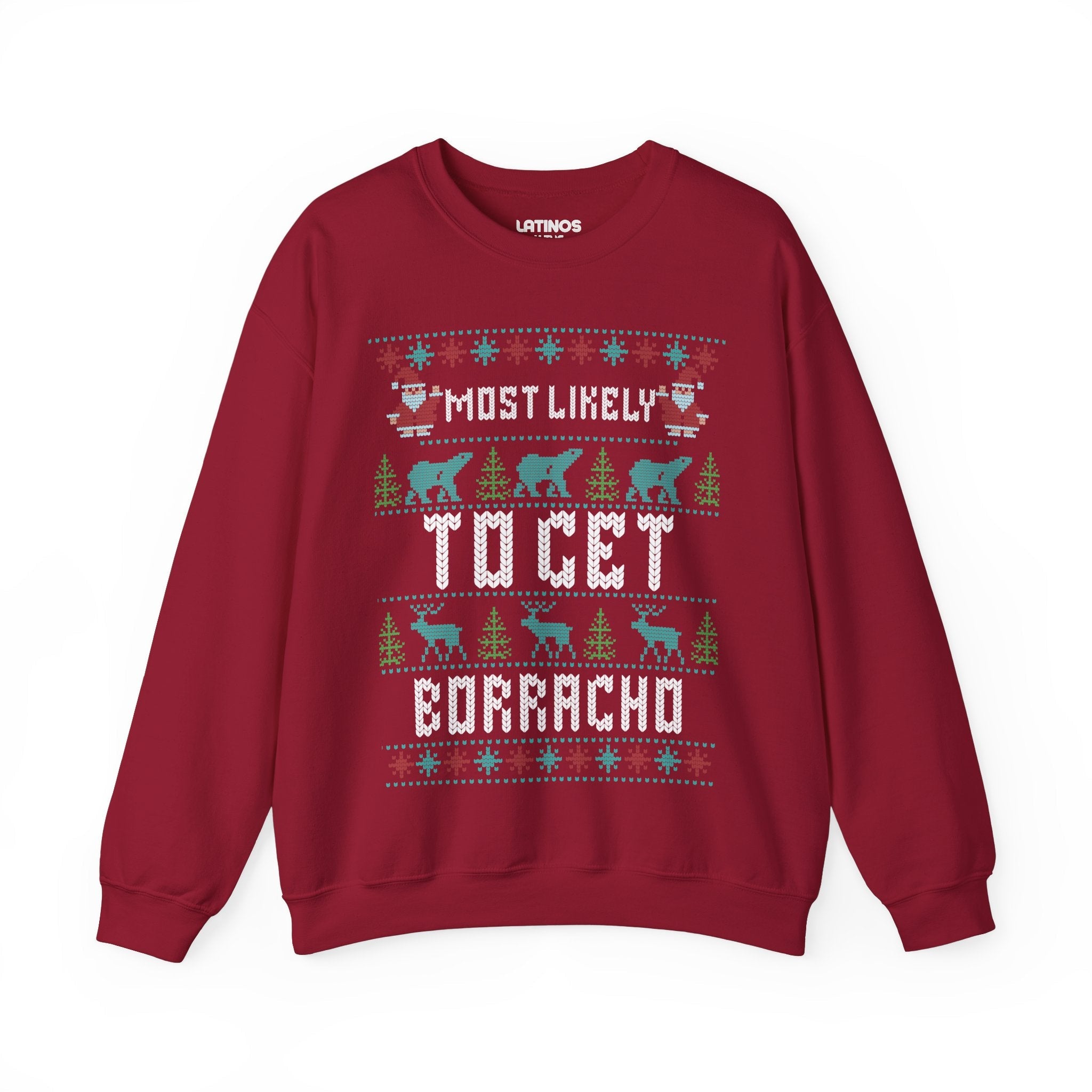 Pull de Noël moche « Most Likely To Get Borracho » | Latino | 3 couleurs