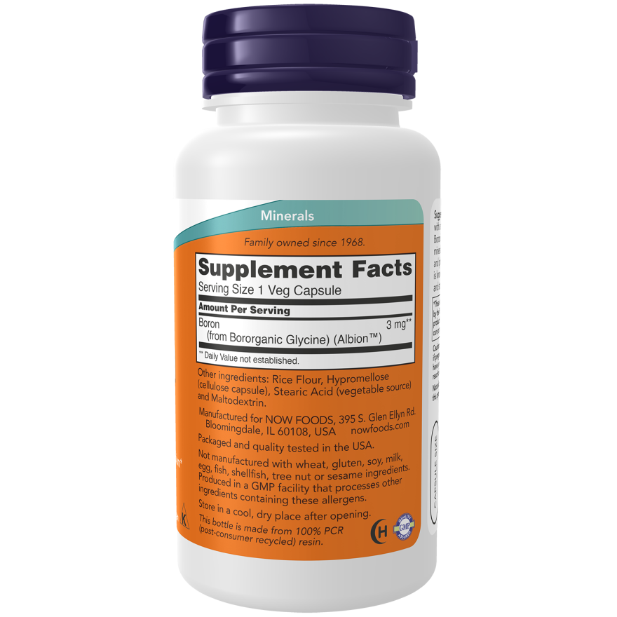 Now Foods Bore 3 mg 100 Vcaps - 1410 - Lot de 4