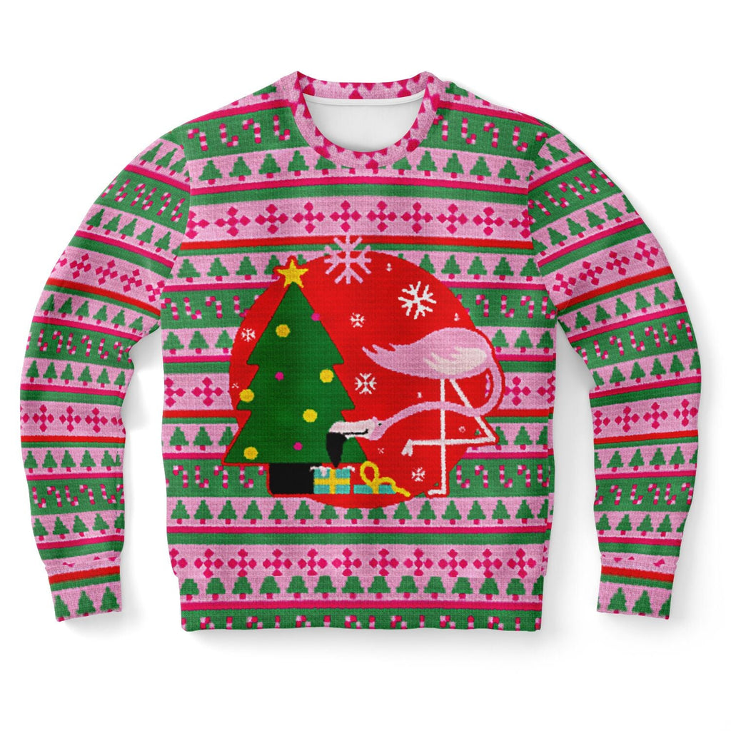 Sweat-shirt de Noël moche avec flamant rose maladroit