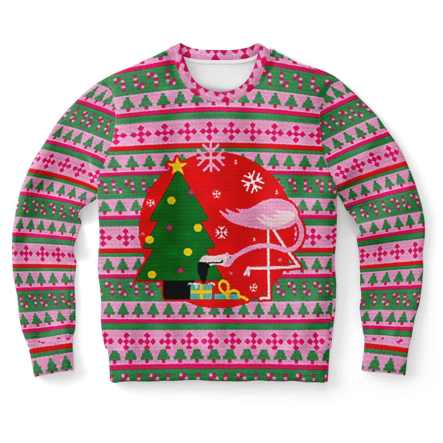 Sweat-shirt de Noël moche avec flamant rose maladroit