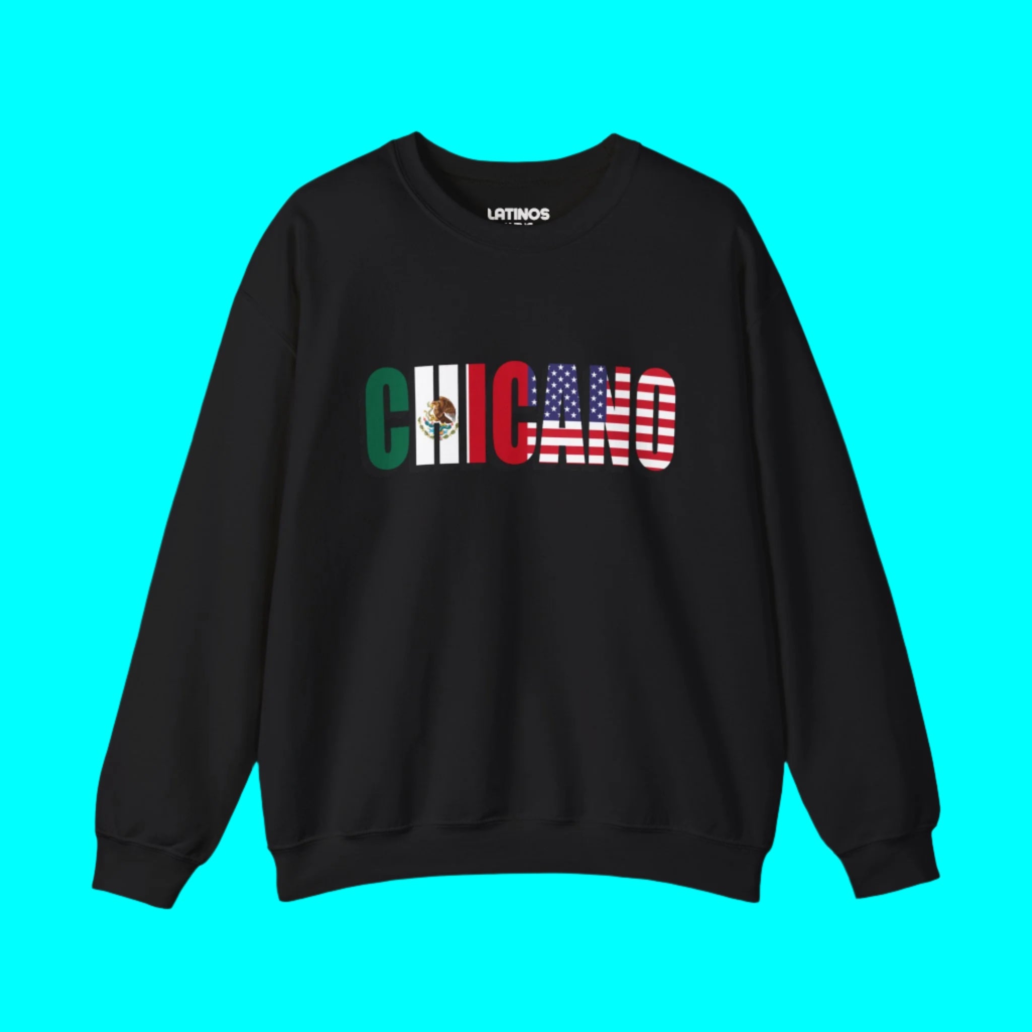 CHICANO Mexico and USA Flag Fleece-Lined Crewneck Sweater | 4th Of July | Funny Viral Latino