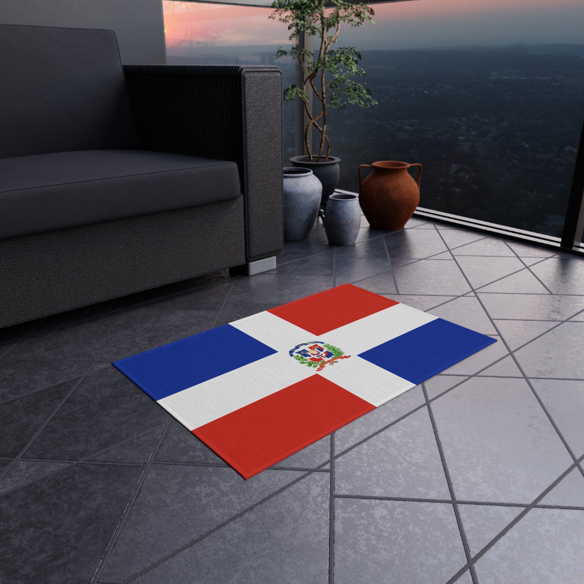 Paillasson extérieur antidérapant drapeau de la République dominicaine | Copa America | 24"x36"