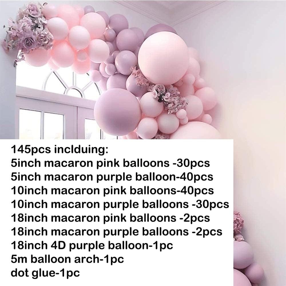 Arche de guirlande de ballons roses 145 pièces pour pique-nique de festival, fiançailles familiales, mariage, fête d'anniversaire, décoration de ballons à thème rose pour filles