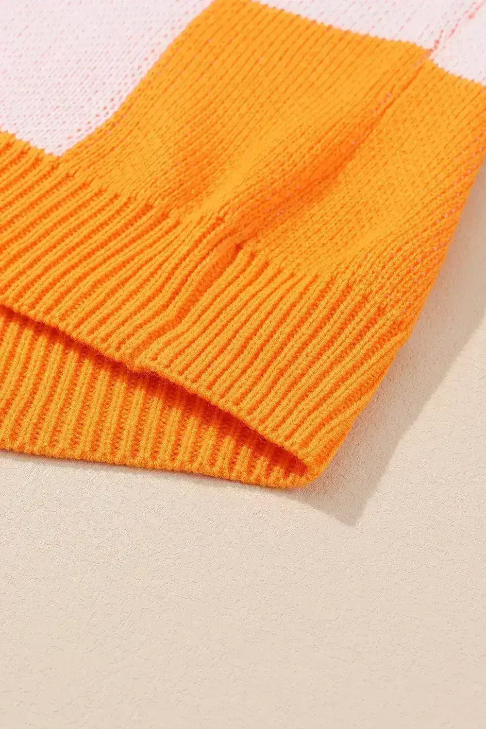 Pull orange à carreaux avec manches évêque - Femstylo