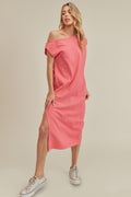Robe Midi Sans Manches Col Rond Fente Latérale Pour Femmes Polyvalente, Chic et Confortable pour Toute Occasion