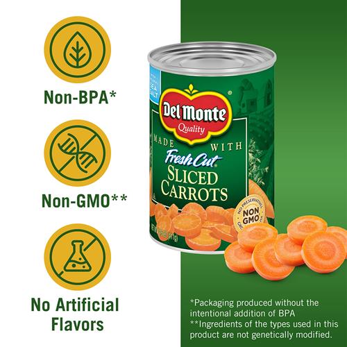 Carottes tranchées Del Monte, coupées fraîches en conserve, 411 g (Lot de 1)