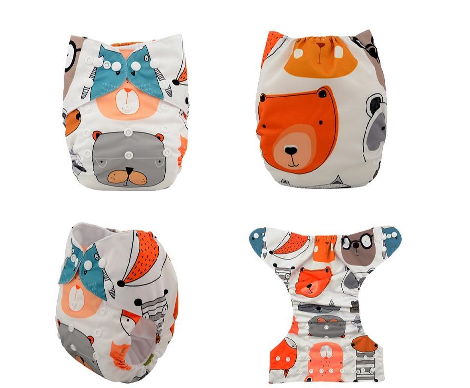 Couche en tissu imprimée ModernLuxury, lavable, réutilisable, avec boutons-pression réglables pour bébés et enfants