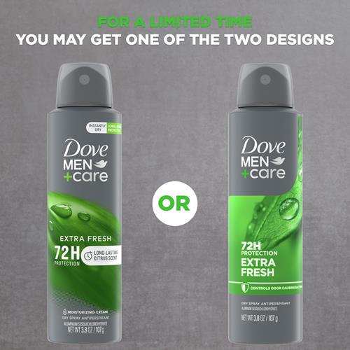 Dove Men+Care Anti-transpirant Déodorant en vaporisateur sec pour hommes Extra Fresh Protection de 72 heures contre la sueur et les odeurs avec la technologie Triple Défense 3,8 oz