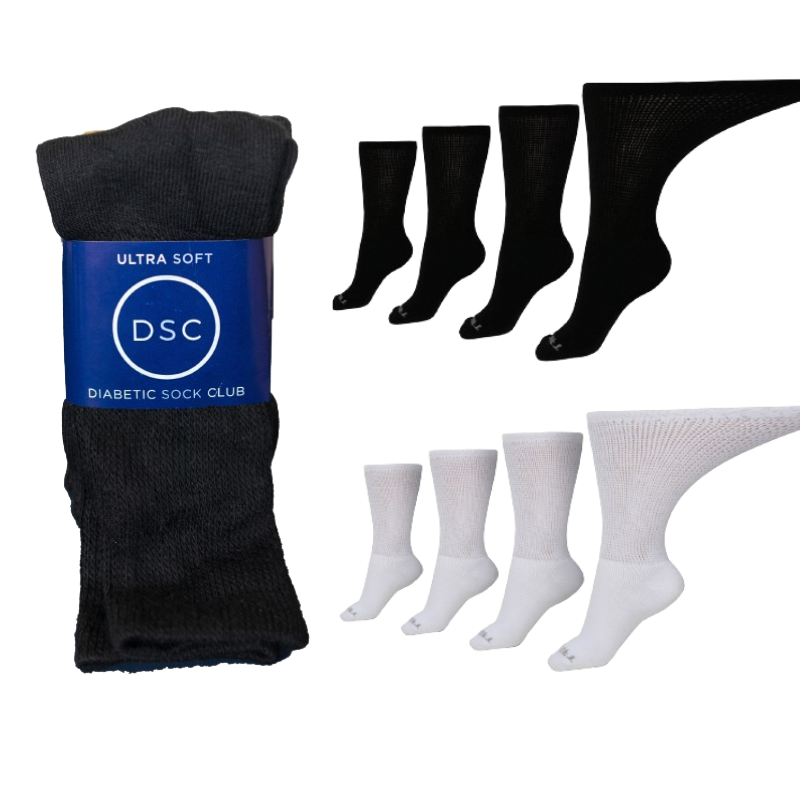 Chaussettes diabétiques pour femme (4 paires) – Ultra-douces – Mi-mollet