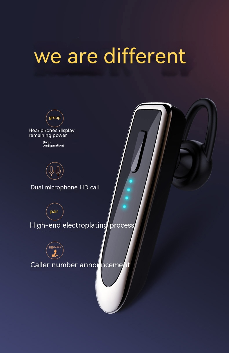Casque Bluetooth 5.0 avec réduction de bruit double micro, autonomie de 16h en conversation, oreillette mains-libres sans fil pour chauffeurs routiers, mini oreillette sans fil.