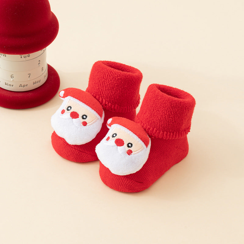 Chaussettes Bébé Noël Nouveau-né Pour Garçons/Filles Chaussettes de Sol de Noël Antidérapantes Chaussettes Premiers Pas Pour Bébé Enfants