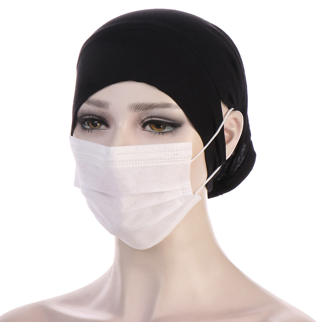Nouveau Hijab en coton doux, turban respirant à nouer sous l'écharpe, hijab intérieur extensible élégant avec trou pour les oreilles, turban léger, casquettes de hijab rondes devant, bonnet turban pour femme