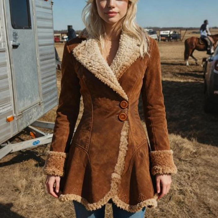 Manteau d'hiver doublé polaire épaisse pour femme