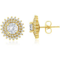 Clous d'oreilles en laiton plaqué or 14 carats avec pierre centrale en oxyde de zirconium de 7 mm