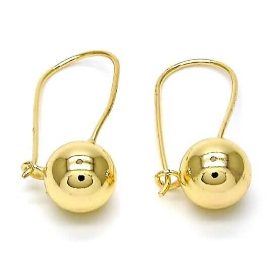 Boucles d'oreilles dormeuses en or laminé 14 carats, finition polie, design boule, finition polie, ton doré