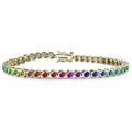 Bracelet de tennis 3MM plaqué or 14K multicolore