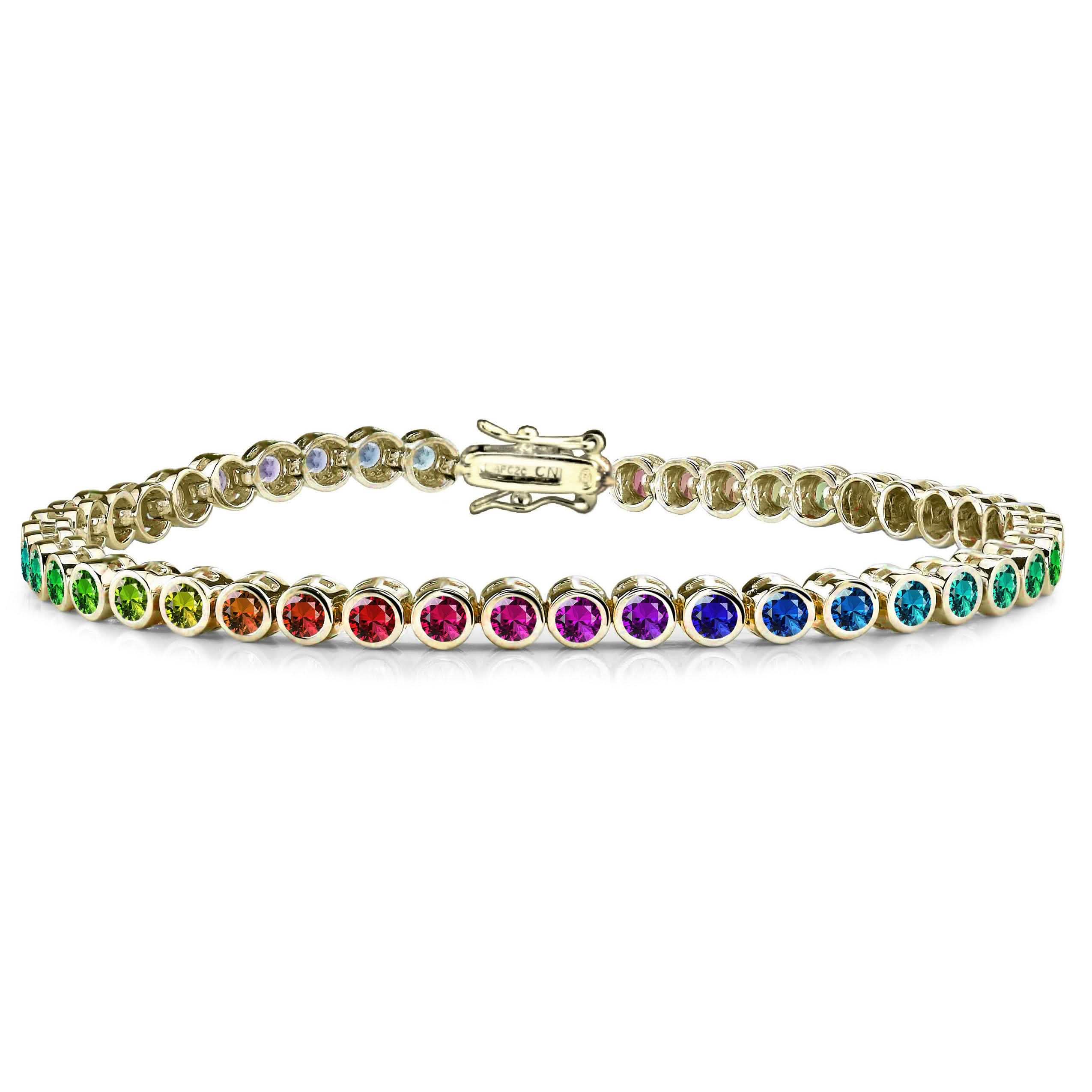 Bracelet de tennis 3MM plaqué or 14K multicolore