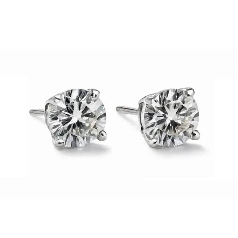 Boucles d'oreilles clous en or blanc 14 carats avec diamants ronds de 10,00 carats créés en laboratoire certifiés IGI
