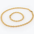 Collier et bracelet à maillons mariner bouffants en or jaune massif 14 carats de 3 mm avec fermoir mousqueton
