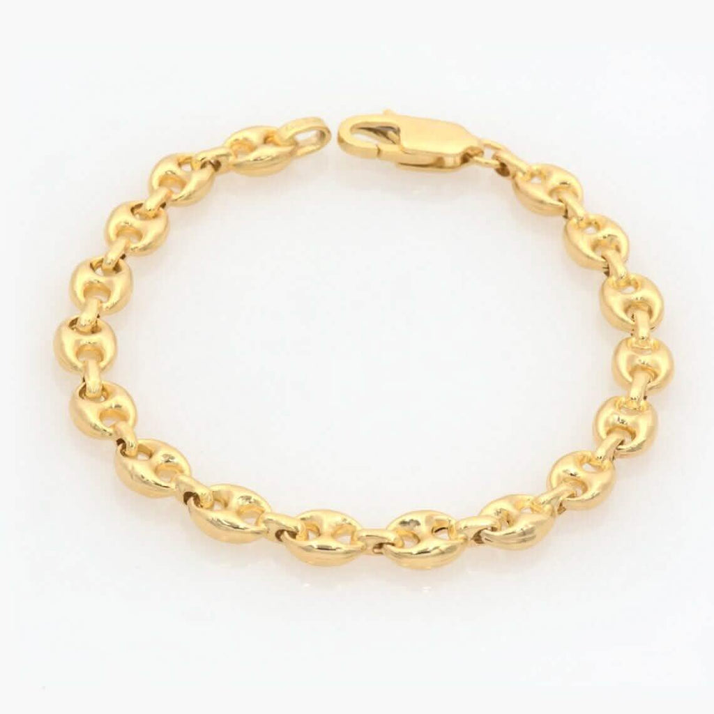 Collier et bracelet à maillons mariner bouffants en or jaune massif 14 carats de 3 mm avec fermoir mousqueton